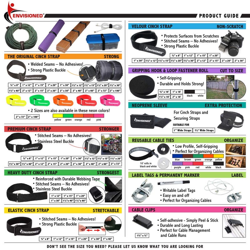 ENVISIONED Premium Cinch Straps with Stainless Steel Metal Ring (Buckle), Reusable Durable Hook and Loop, Multipurpose Securing Straps 6 Pack - 3" x 12" - Image 5